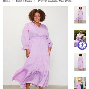 Skies are blue medium silk lilac pink maxi dress